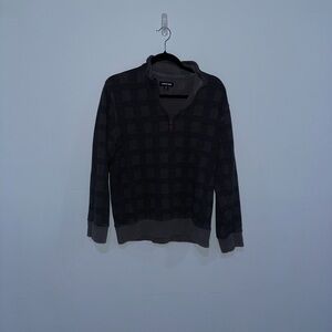 Lands' End Men's Black and Gray Zip Up Sweater